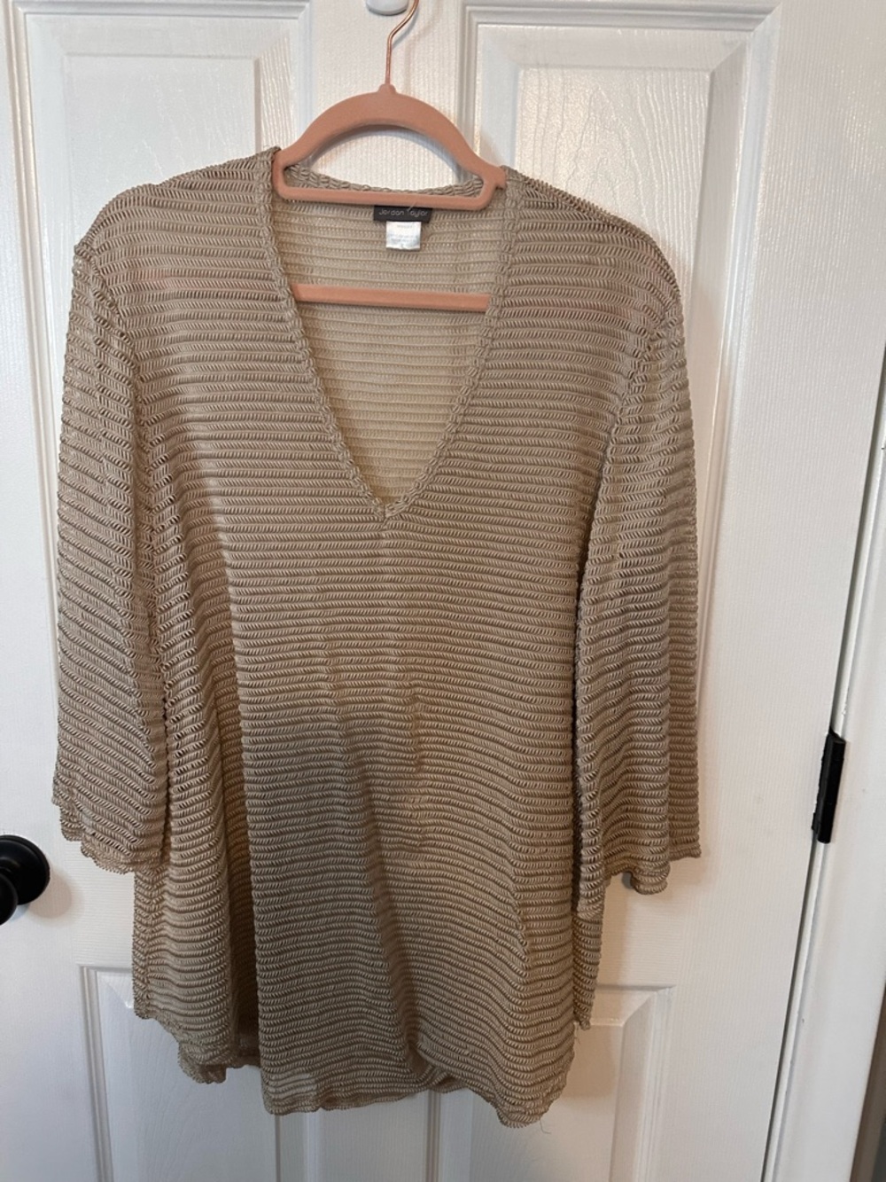 Jordan TaylorBeige V-Neck Knit Top